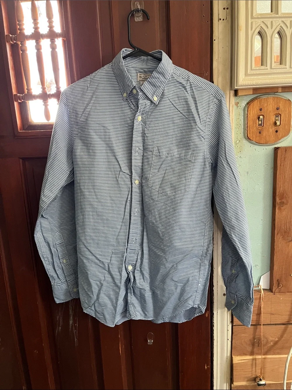 J. Crew Light Blue and White Striped Button-Down Shirt